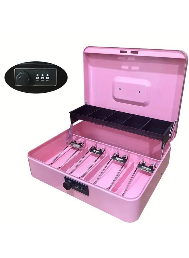 Pink Large Capacity Cash Coin Savings Box Password Lock Heavy Duty Iron Construction - Image 1