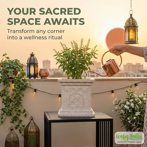 Leafy Tales Modern Greek Tulsi Pot/Planter for Home Décor 12 INCH, Highly Durable,Lightweight Indoor Outdoor Planter, Flower Pot Gamla,Tree Planter - Image 3