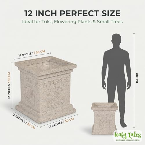 Leafy Tales Modern Greek Tulsi Pot/Planter for Home Décor 12 INCH, Highly Durable,Lightweight Indoor Outdoor Planter, Flower Pot Gamla,Tree Planter - Image 5