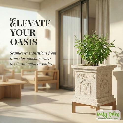 Leafy Tales Modern Greek Tulsi Pot/Planter for Home Décor 12 INCH, Highly Durable,Lightweight Indoor Outdoor Planter, Flower Pot Gamla,Tree Planter - Image 4