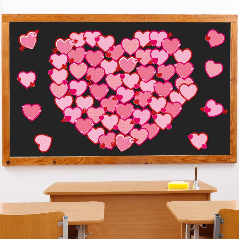 Lonfliness 72pcs Valentine's Day Bulletin Board Decorations Valentines Day Party Decor 5.9 x 3.9 Inch Paper Hearts Cutouts for Themes Bulletin Board Classroom School Wedding Anniversary Party Supplies 9 Designs - Image 4
