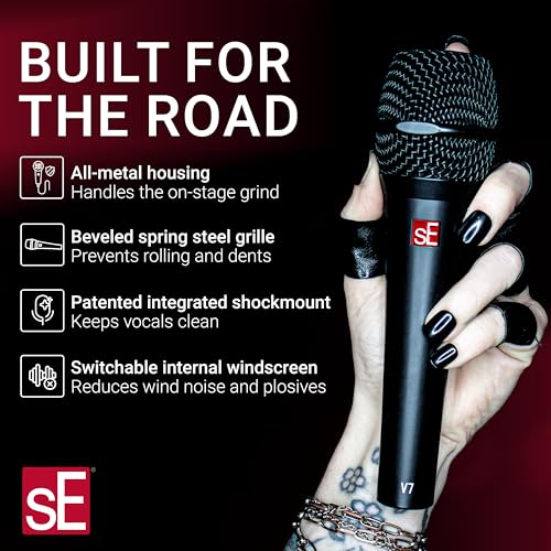 SE ELECTRONICS V7 Premium Dynamic Supercardioid Microphone for Speech, Singers, Voice-Overs Artists, and Performers Intended for Live Stage and Professional Studio Recordings with 3 Years Warranty - Image 5