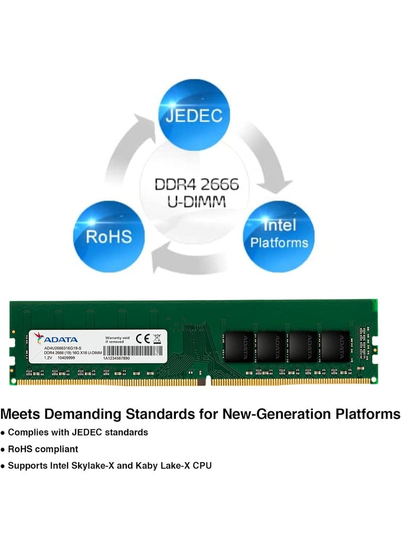 Adata 16GB PC4-21300 2666MHz DDR4 AD4U266616G19-SGN - Image 2