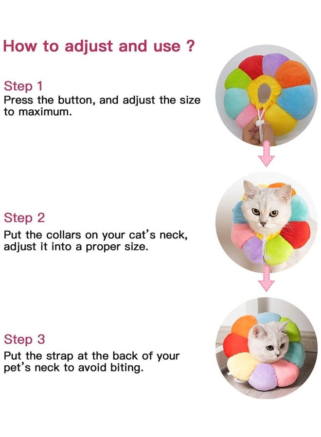 Generic Cat Small Dog Recovery Collar, Cute Sunflower Neck Cone After Surgery, Adjustable Pet Collar, Wound Healing Protective Cone Surgery Recovery Elizabethan Collars for Small Pets L size (20-32cm)  - Image 5