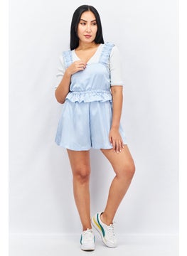 LOST INK Women Square Neck Sleeveless Solid Playsuit, Blue  - Image 4