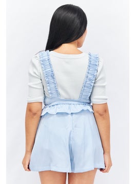 LOST INK Women Square Neck Sleeveless Solid Playsuit, Blue  - Image 3