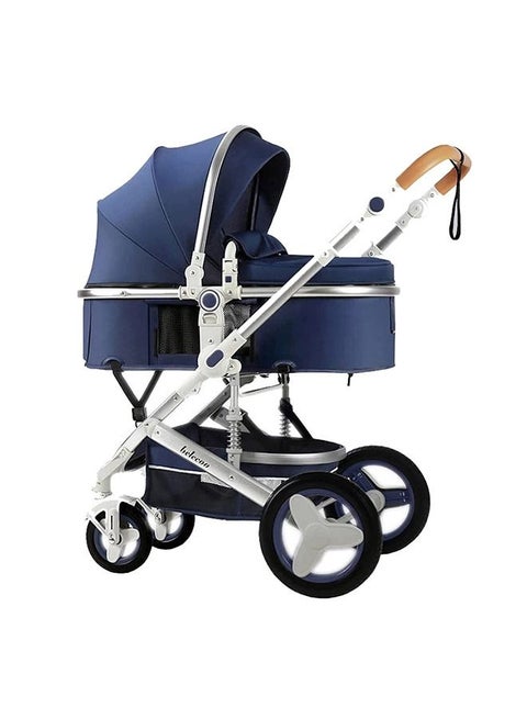Baby Infant Stroller 3 in 1 with Reversible Seat and Canopy(Blue)