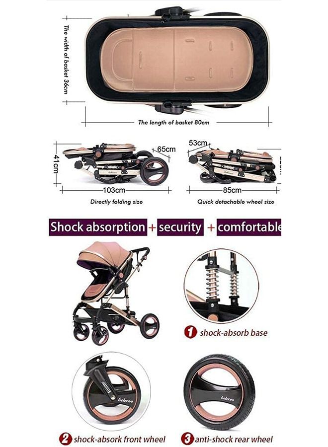 Baby Infant Stroller 3 in 1 with Reversible Seat and Canopy(Blue)