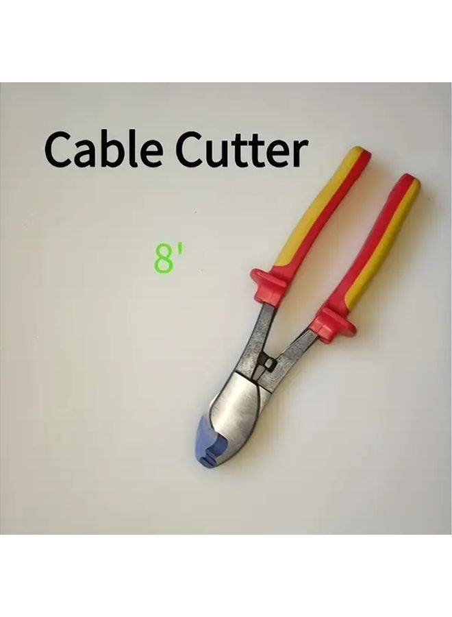 8in Insulated Cable Cutters Durable Metal Wire Stripper Non Slip Handle Electrician Tool - Image 1