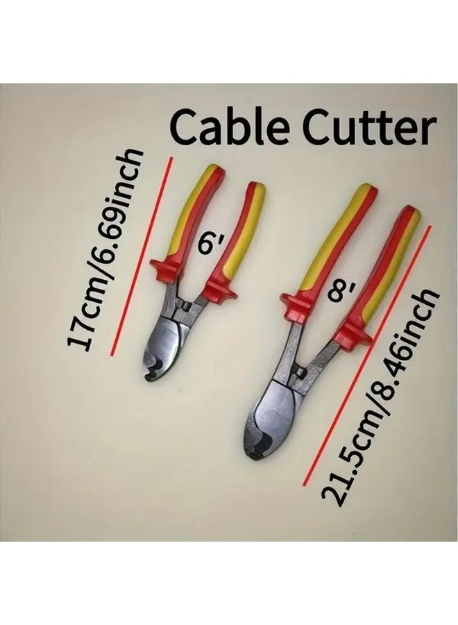 8in Insulated Cable Cutters Durable Metal Wire Stripper Non Slip Handle Electrician Tool - Image 4