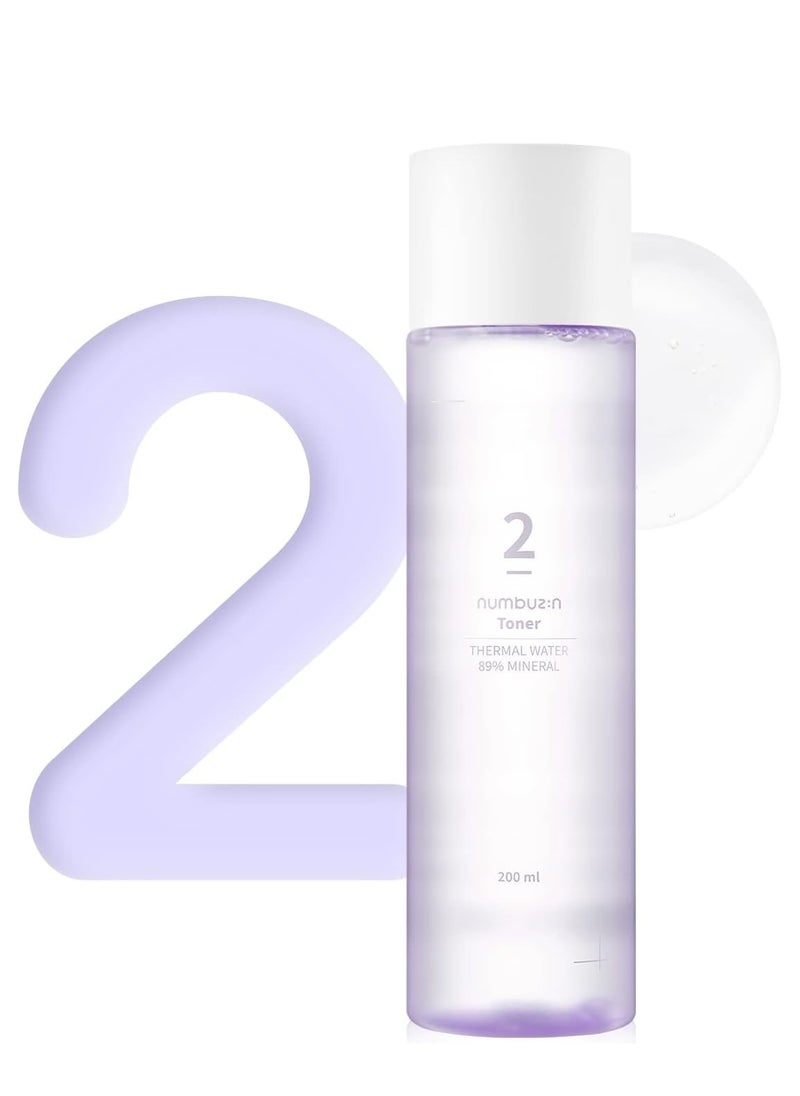 numbuzin - numbuzin No.2 Thermal Water 89% Mineral Toner, 6.76 fl.oz / 200ml | Inner Drying, Cakey Makeup, Moisturizing, Thermal Water 89%, Niacinamide - Image 1