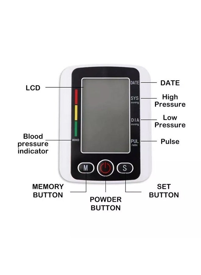 WHO Digital Automatic Upper Arm Blood Pressure Monitor Tester Machine Heart Rate Kit Electronic Voice Announcement And Digital Display  - Image 3