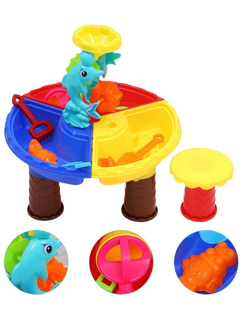 RAKAY Beach Toys Set,Water Sand Table Outside Toys for Toddlers, Summer Outdoor Beach Backyard Toys Water Table for Kids Todllers 3-5, Activity Sensory Tables Birthday Gifts for Boys Girls - Image 1