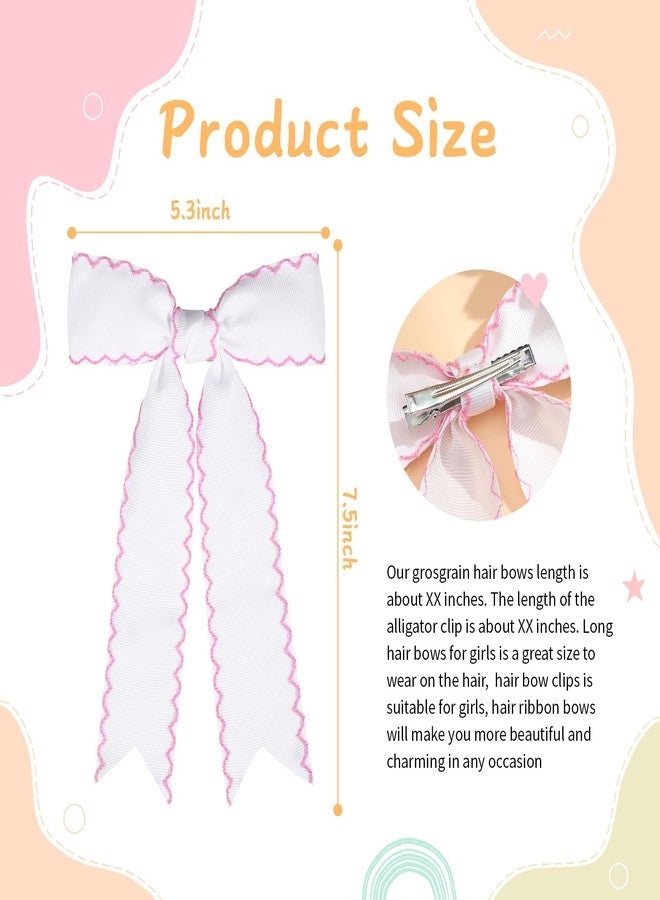 NCMAMA 2PCS White Bows for Girls Grosgrain Ribbon Alligator Hair Clips Hair Barrettes Hair Accessories for Girl Teens Kids Toddler with Long Tail - Image 3