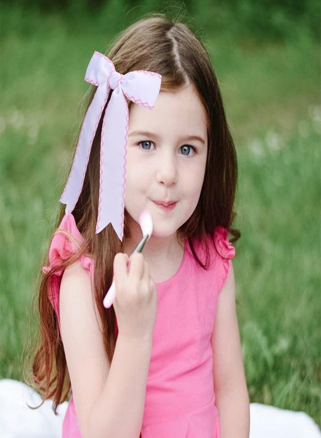 NCMAMA 2PCS White Bows for Girls Grosgrain Ribbon Alligator Hair Clips Hair Barrettes Hair Accessories for Girl Teens Kids Toddler with Long Tail - Image 2