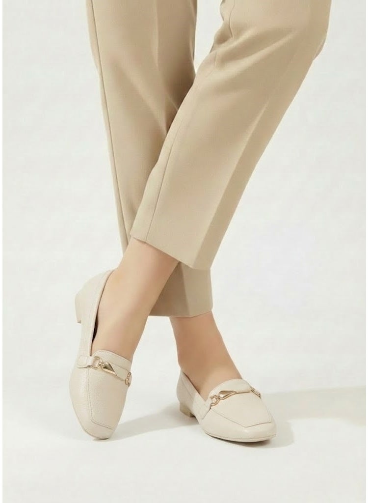 لايف ستيلاش  باليرينا جلدية مسطحة مع إكسسوارات BN-512 - بيج - Image 1