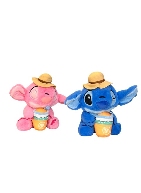 A teddy bear doll for the Stitch character, two in one, two Stitch characters, and a Pink Stitch character, 2 pieces, suitable for children and ages, 20 cm long, inspired by the Disney movie series Lilo and Stitch.