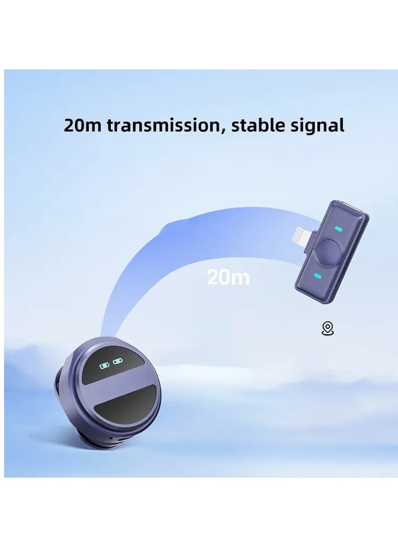 SX21-New 1 Drag 2 Microphone Lavalier 2.4GHz 2 in 1 Portable Mini Microphone Wireless Recording Microphone for Mobile Phone
