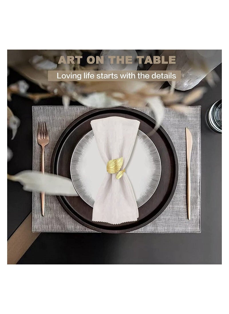 12Pcs Gold Leaf Napkin Rings for Table Setting, Perfect for Anniversaries, Birthdays, Thanksgiving, and Parties, Elegant Alloy Open Design for Hotels and Events  - Image 2