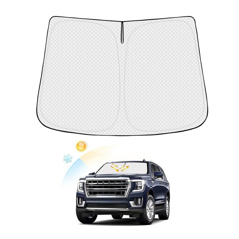 Windshield Sun Shade for GMC Yukon XL 20212025 2026 Thicken 6Layer Foldable Front Window Sunshade Sun Visor Protector Block UV Rays Keep Vehicle Cool