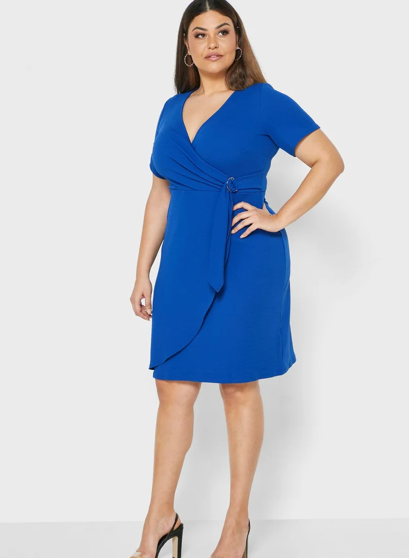 dp curve Ring Detail Wrap Dress