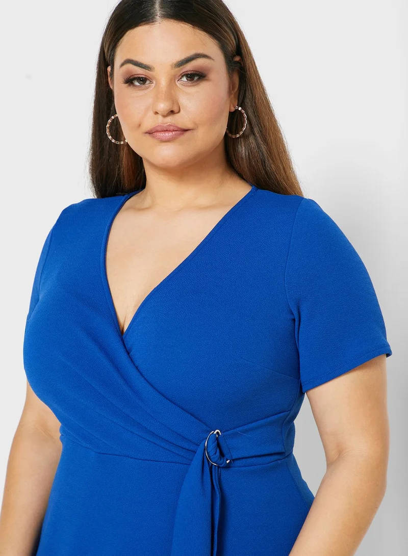 dp curve Ring Detail Wrap Dress