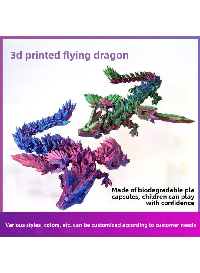 3d Printing Dragon Ornaments Crystal Dragon Gifts Multi-color Gem Dragon Hand Tide Play Wholesale-Colour:Red Gold-Size:20cm - Image 2