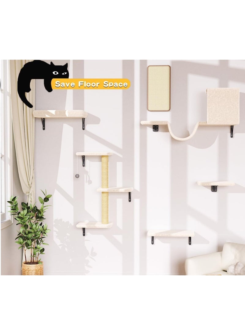 YOUWE7 Cat Wall Furniture, 6Pcs Wall Mounted Cat Furniture Set with House, Bridge, Tree, Steps, Scratcher, DIY Walls Playground, Shelves for Indoor Wall Furniture Set (Black) - Image 1