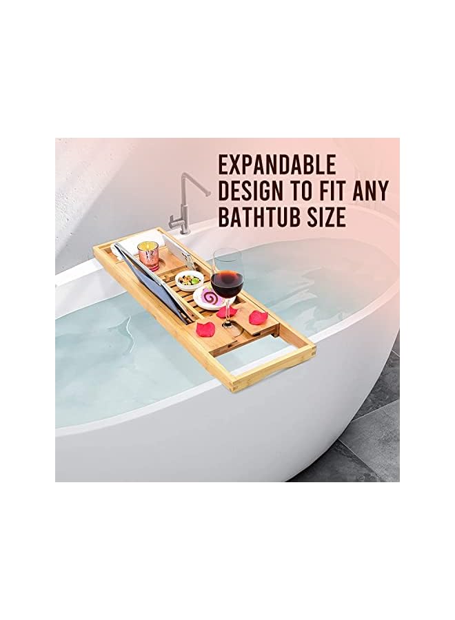 Raxoom Trading Bamboo Bathtub Tray Water Resistance and Premium Design - Adjustable Detachable SPA Trays - Luxury Bath Caddy Tub with soap dish - adjustable for any bathtub size - Natural Material - Image 4