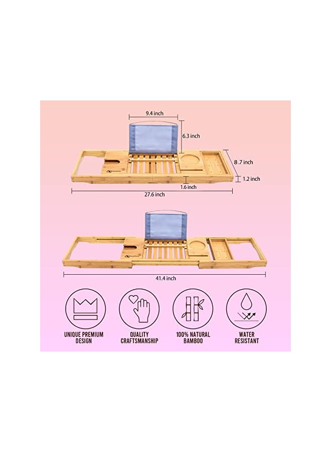 Raxoom Trading Bamboo Bathtub Tray Water Resistance and Premium Design - Adjustable Detachable SPA Trays - Luxury Bath Caddy Tub with soap dish - adjustable for any bathtub size - Natural Material - Image 5