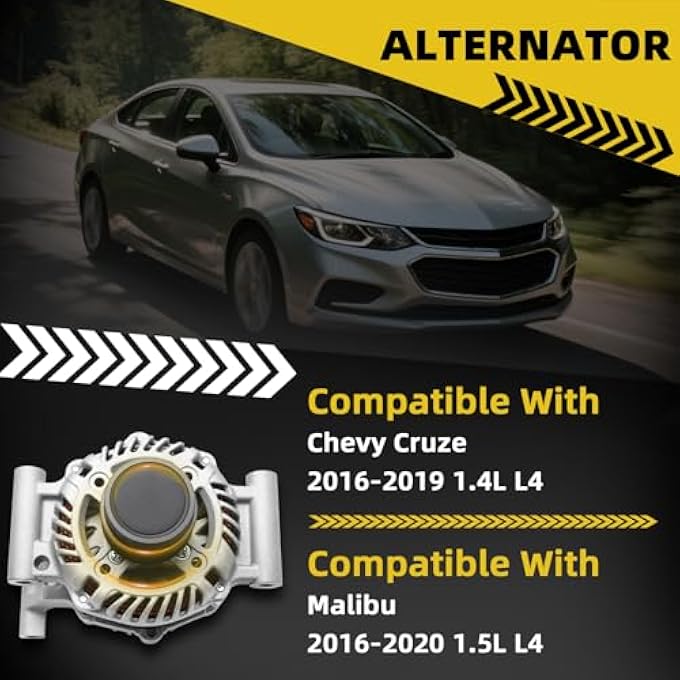 HXYBBGS 13534118 13506528 Alternator Compatible With Chevy Cruze 1.4L 2016-2019 Malibu 1.5L 2016-2020 12V 130A CW 5-Groove Decoupler Pulley Replace 13515942 13513504 44002 A5TV0181 A5TV0182 AL8896X - Image 2