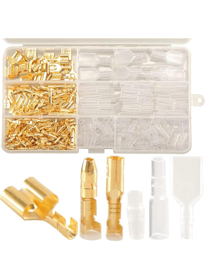 The Bros 320pcs Double Bullet Wire Connectors, 3.9mm 3.5mm Male and Female Bullet Terminal Connectors with Insulation Sleeve, Crimp Terminal Automotive Electrical Connectors Motorcycle Connector Kit - Image 1