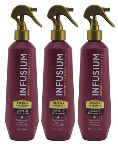 INFUSIUM LEAVEIN TREATMENT Repair Replenish Nourish Renew Spray with Niacinamide Argan Oil Ceramides 11 FL OZ 3 Pack
