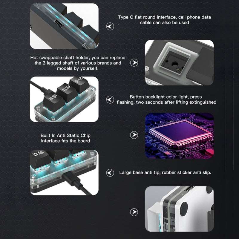 Customizable Gaming Keypad: RGB Lighting Blue Switches, Plug-and-Play USB Interface, Fully Settable Buttons - Onboard Storage Retains Settings, Office Keypad for Gaming, Office, Media Control Tasks - Image 5