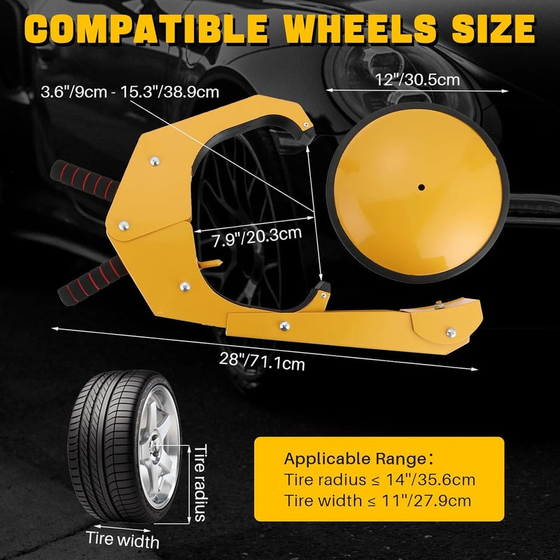 DASBET Heavy Duty Wheel Lock Clamp Boot - Anti-Theft Tire Lock for Cars, Trucks, RVs, and ATVs - Image 2
