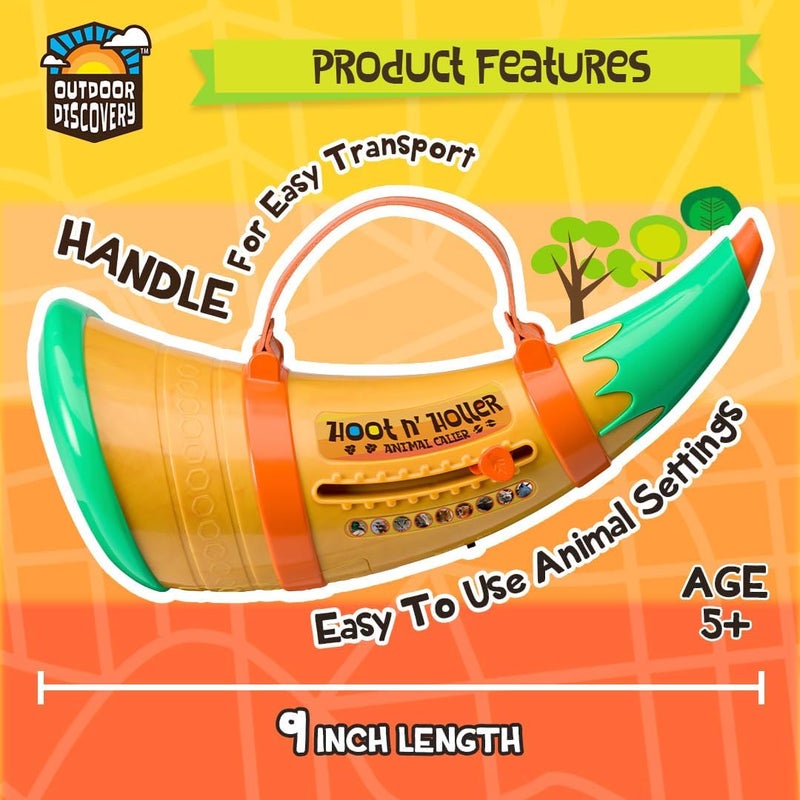 Toysmith Outdoor Discovery Hoot-N-Hollar Animal Caller Horn – 9 Realistic Wildlife Sounds Toy for Kids Ages 5+ – Portable Sound Effects Machine with Strap & Batteries Included - Image 4