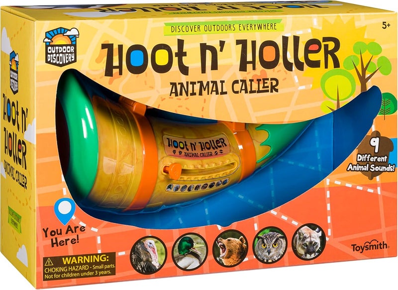 Toysmith Outdoor Discovery Hoot-N-Hollar Animal Caller Horn – 9 Realistic Wildlife Sounds Toy for Kids Ages 5+ – Portable Sound Effects Machine with Strap & Batteries Included - Image 1