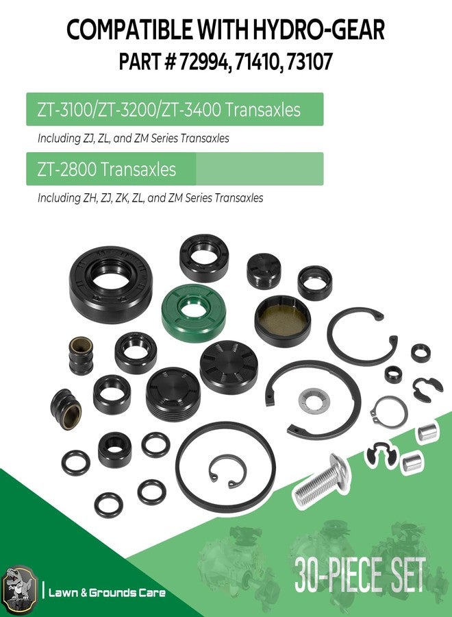 طقم إصلاح ناقل الحركة 72994 لطرازات هيدرو-جير، ZT-2800، ZT-3100، ZT-3200، وZT-3400، قطع غيار بديلة رقم 71410 و70853، طقم إصلاح مضخة الشحن جيروتور، مجموعة من 30 قطعة - Image 2