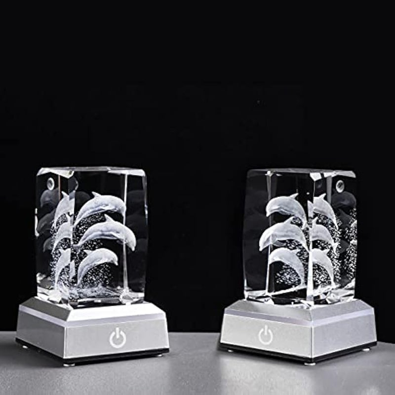3D Laser Etched Crystal Dolphin Gifts for Women Men,Dolphin Decor Glass Figurines Statue Stuff for Room Decorations Birthday for Lovers Keepsake Paperweight - Image 4