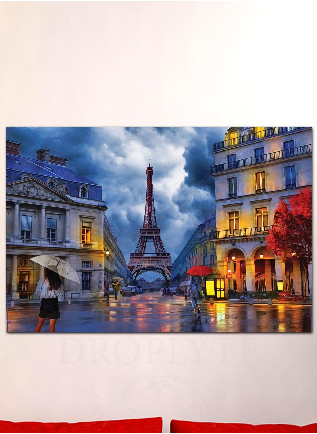 Droplyte Beautiful Eifel Tower Painting Wall Art Canvas with Wooden Frame Home Decor 60cm x 40cm 