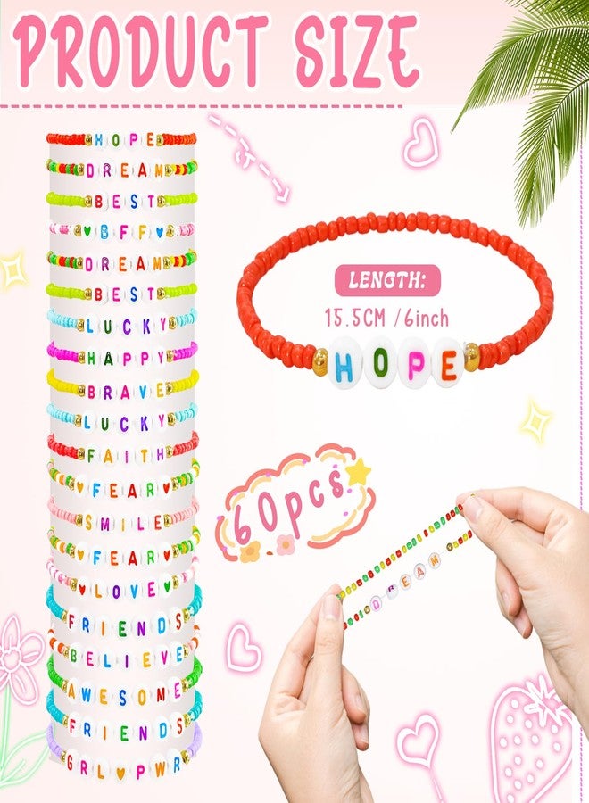 yesaior 60 pcs Festive Bracelets Bulk Colorful Friendship Adjustable Beaded Bracelets Bulk Women's Clay Surfer Heishi Jewelry for Women Men Gift Party Supplies (Classic Style) - Image 2