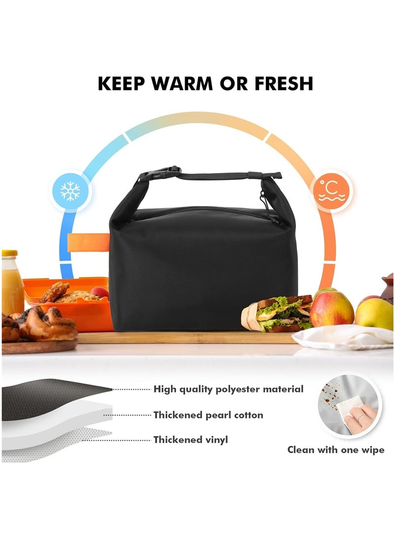 Adando Lunch Bag for Adult Women Men: Reusable High Capacity Lunch Tote Bags - Small Leakproof Cooler Lunch Box Bag for Work, Office, Picnic, Travel (Black) - Image 4