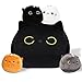 Guiqulai Black Cat Plush Toy Set 1 Pcs 9 Giant Black Cat with 4 Pcs Baby Kittens Keychain Plush Stuffed Animal Family Gothic Cat Gift for Halloween Birthday Christmas - Image 2
