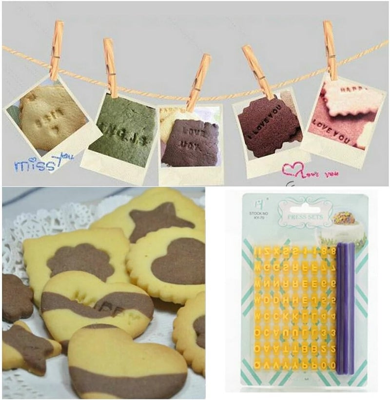 Gracelife 73 pcs Alphabet, Number, Letter Symbols Biscuit Fondant Cake/Cookie Stamp Impress Embosser cutter - Mold Tool Set - Image 4