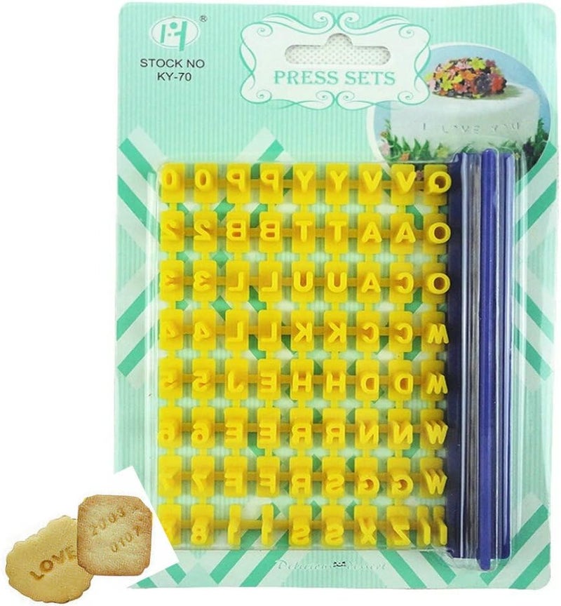 Gracelife 73 pcs Alphabet, Number, Letter Symbols Biscuit Fondant Cake/Cookie Stamp Impress Embosser cutter - Mold Tool Set - Image 1
