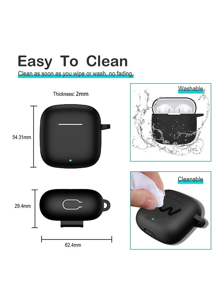 WAIKIL Silicone Protective Case for Huawei Freebuds SE 3 / SE 2 Gen with Keychain Cover and Cleaning Pen Black - Image 3