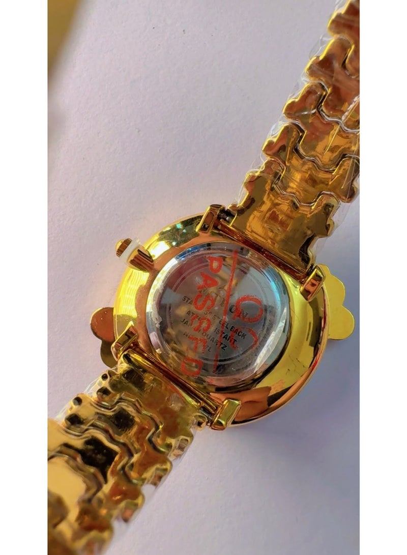 Fitron Brand New FITRON Elegant Ladies Gold Metal Strap Watch – Shimmering Pink Sunray Dial, Crystal Bezel & Watch Band - Image 4