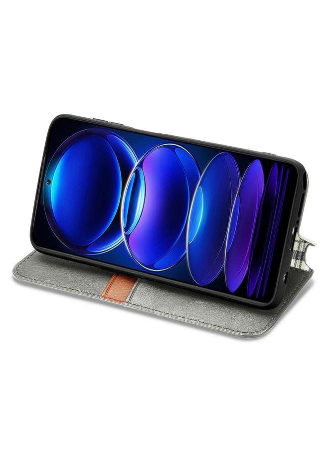 زبون جراب لهاتف HMD Skyline Cubic Grid مصنوع من الجلد المغناطيسي المضغوط - Image 4