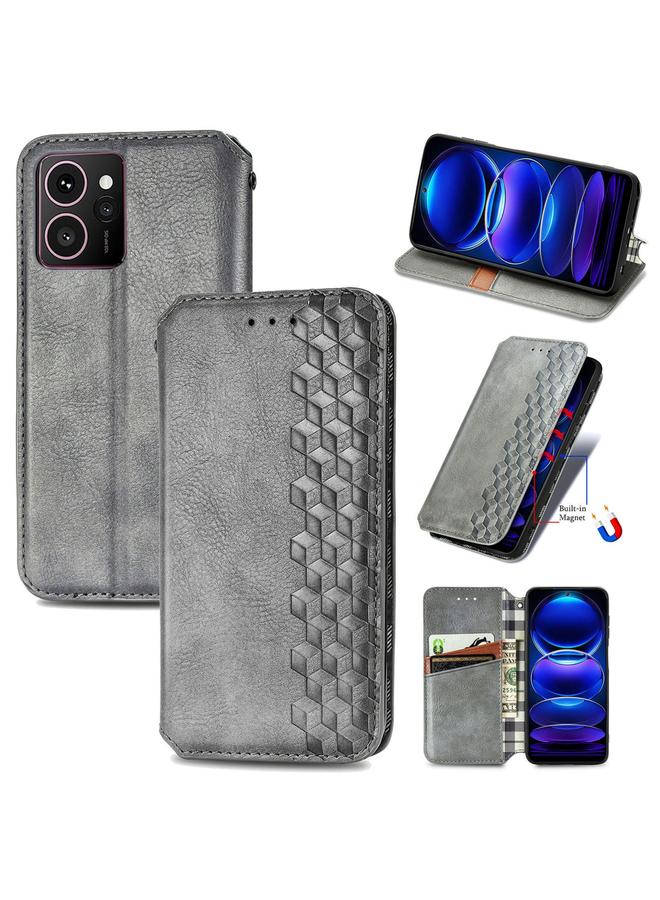 زبون جراب لهاتف HMD Skyline Cubic Grid مصنوع من الجلد المغناطيسي المضغوط - Image 1