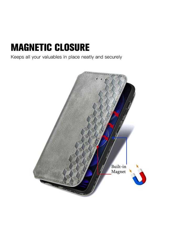 زبون جراب لهاتف HMD Skyline Cubic Grid مصنوع من الجلد المغناطيسي المضغوط - Image 5